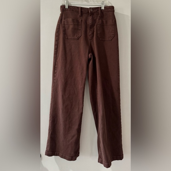 Just Black Denim High-Waist Wide Leg Brown Pants - Picture 3 of 5